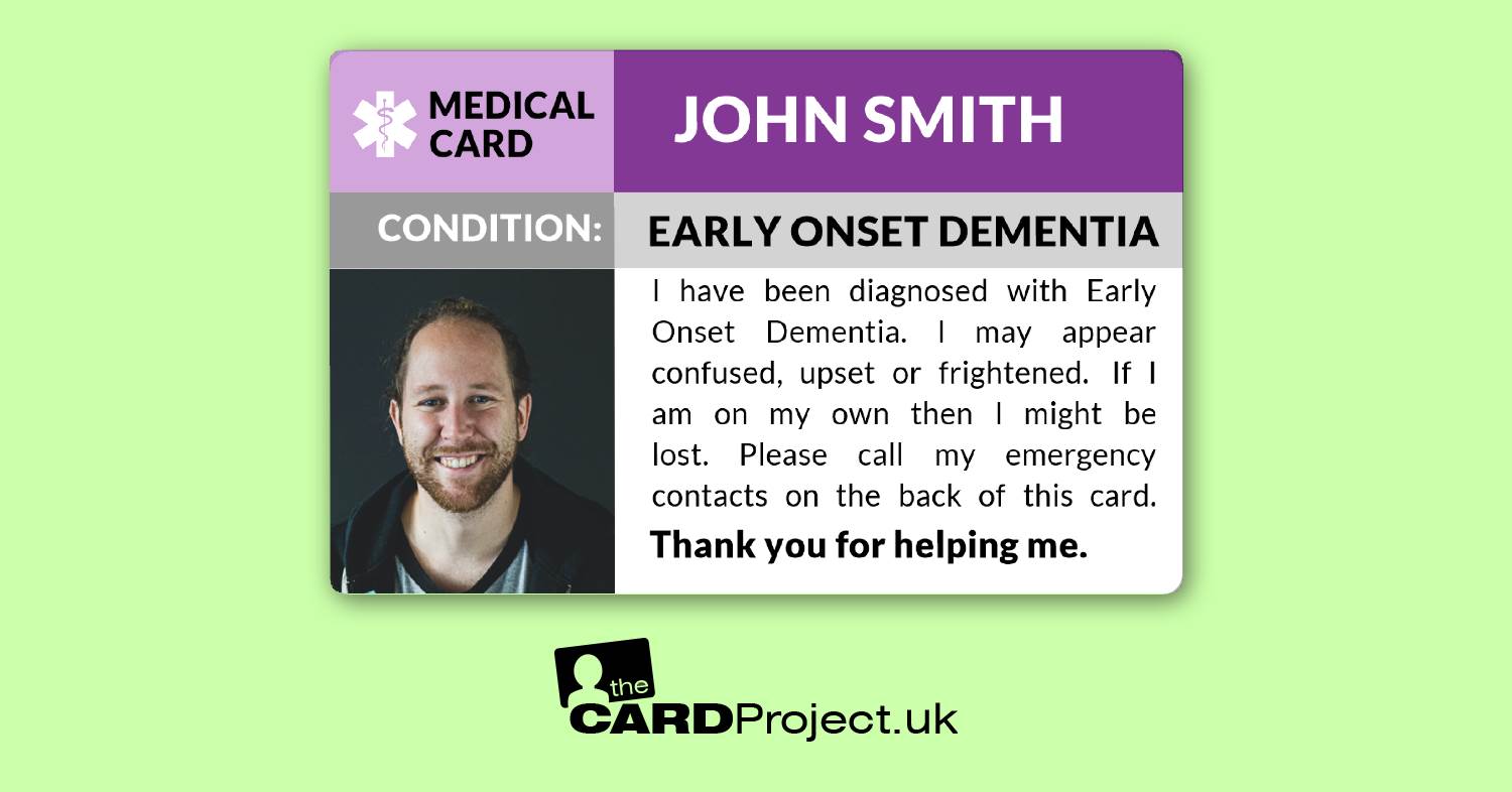 Early Onset Dementia Photo Medical ID Alert Card  (FRONT)